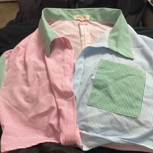 Asymmetrical cropped plaid collar top